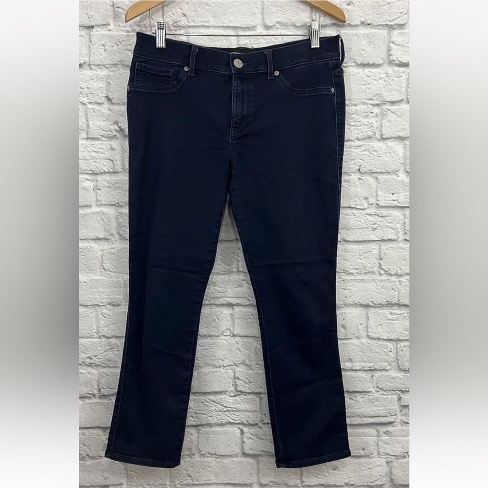 EXPRESS DARK WASH MID-RISE CROPPED BLUE JEAN LEGGINGS SIZE 8